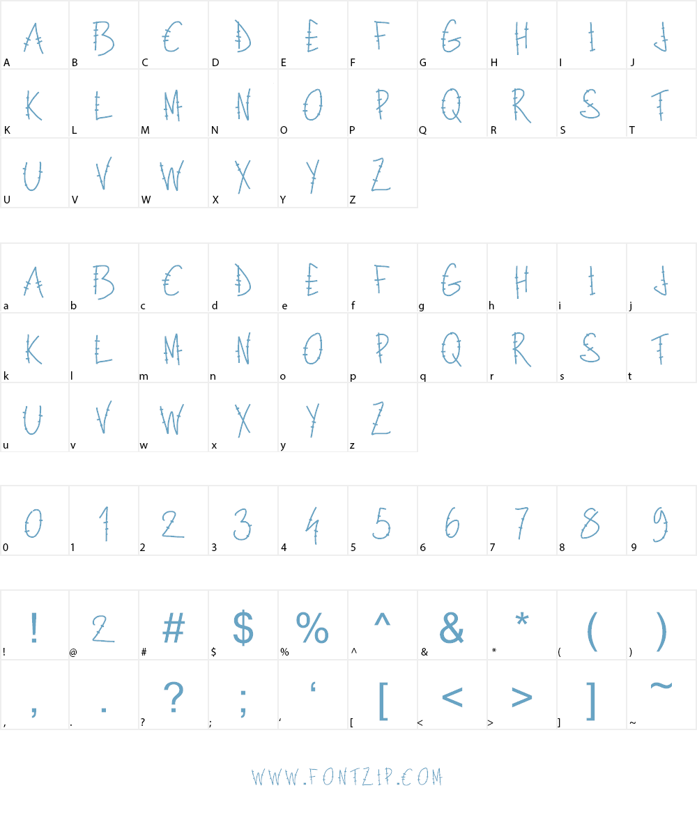 PWLettresbarres Font Character