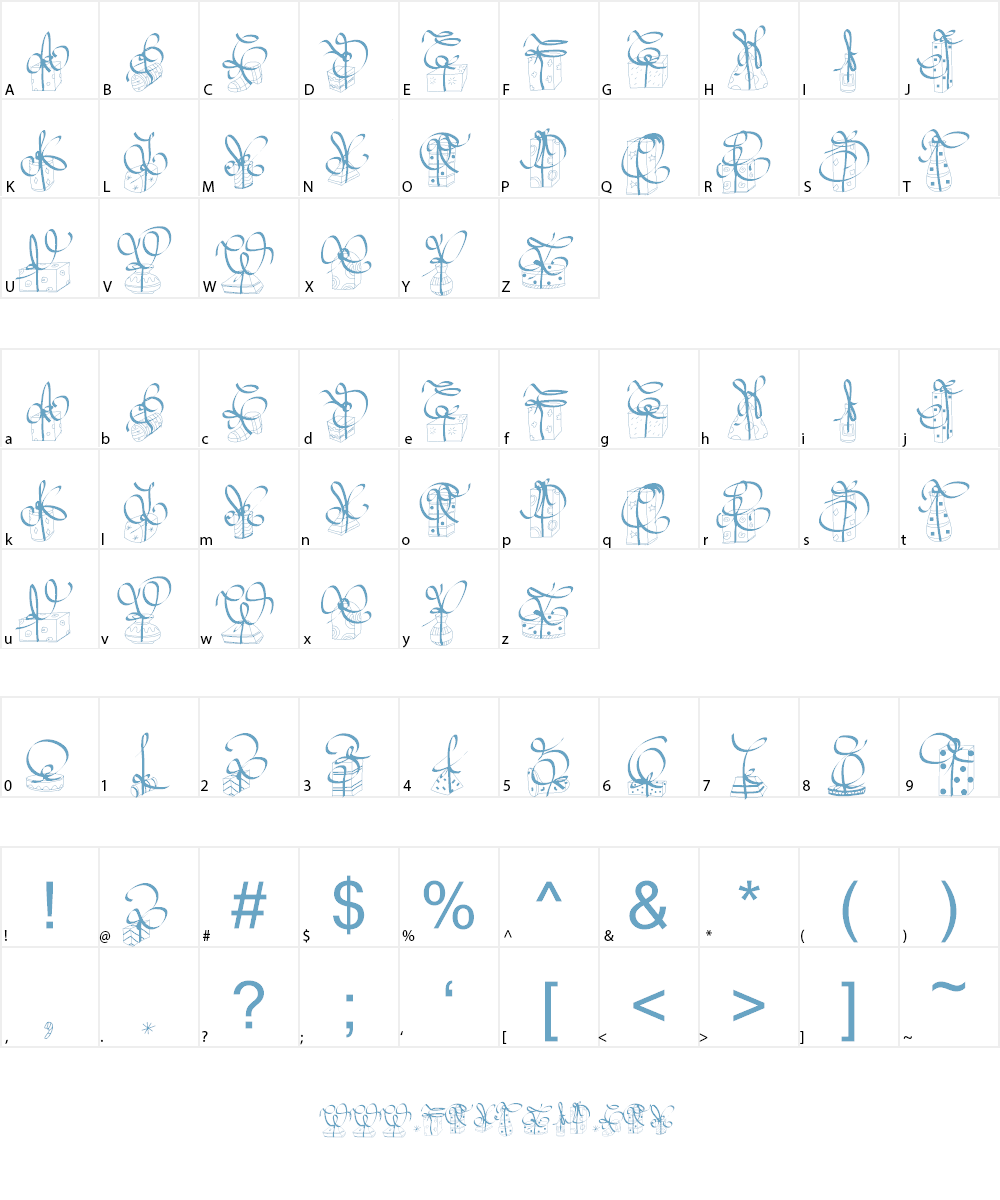 PWChristmasGifts Font Character