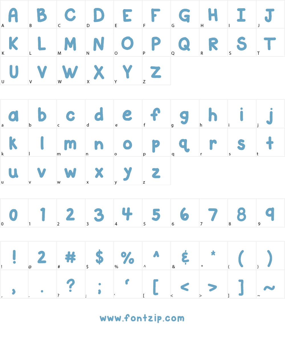 KBCloudyDay Font Character