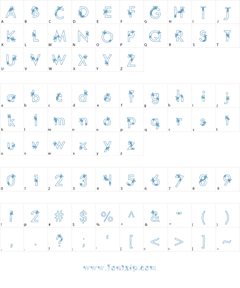 KBRibbonsAndBows Font Character