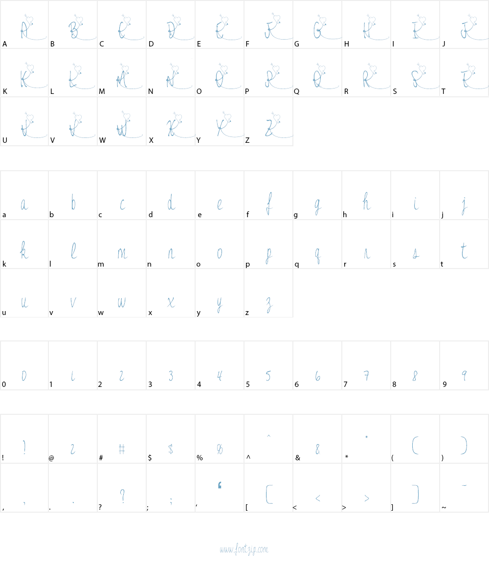 JessyHeart Font Character