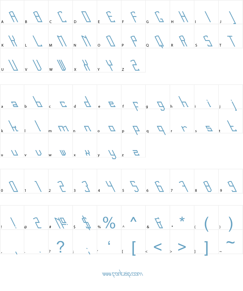 Leftleaning Font Character
