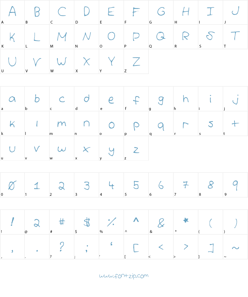 IzzysHandwriting Font Character