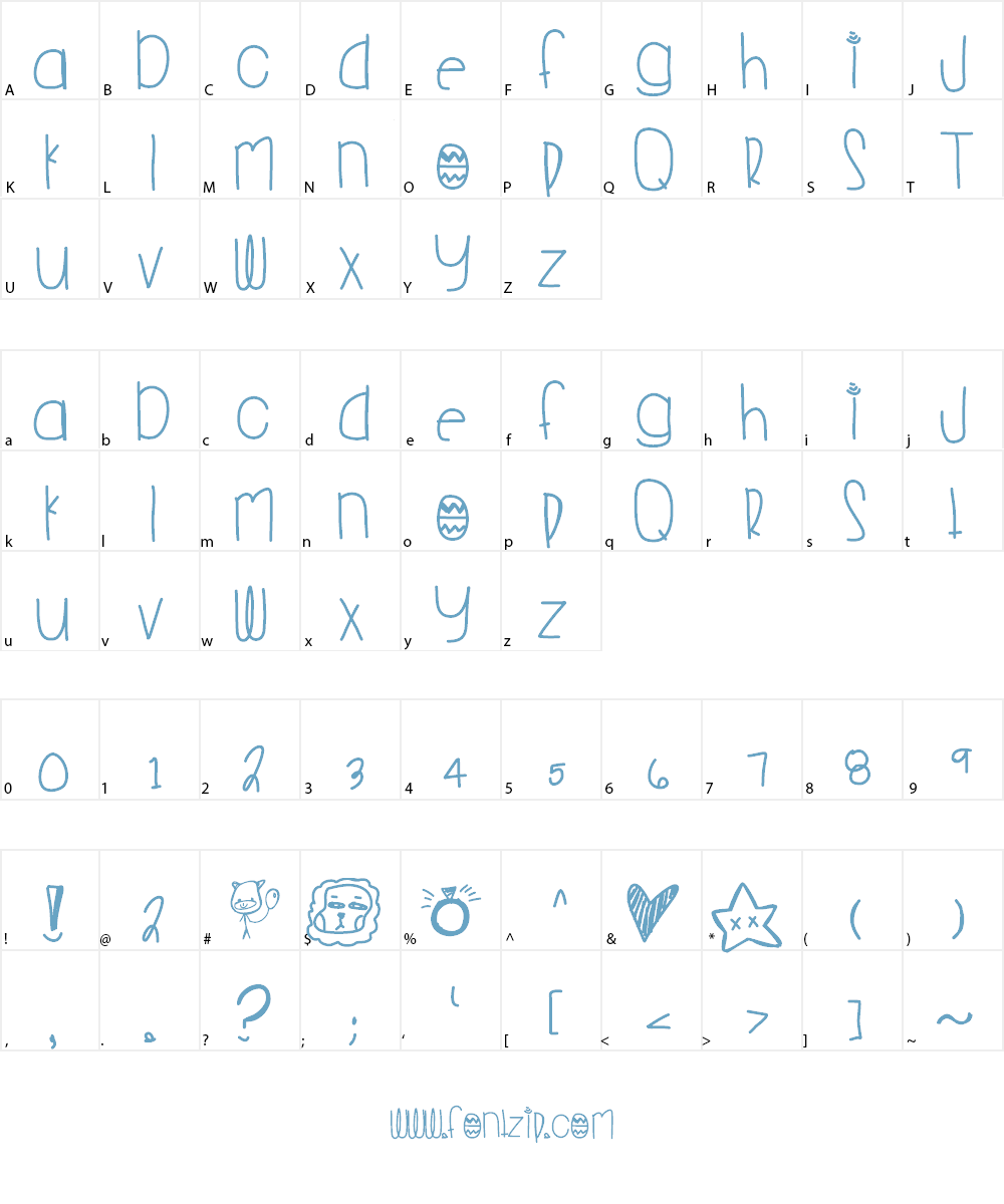 YoungFolks Font Character