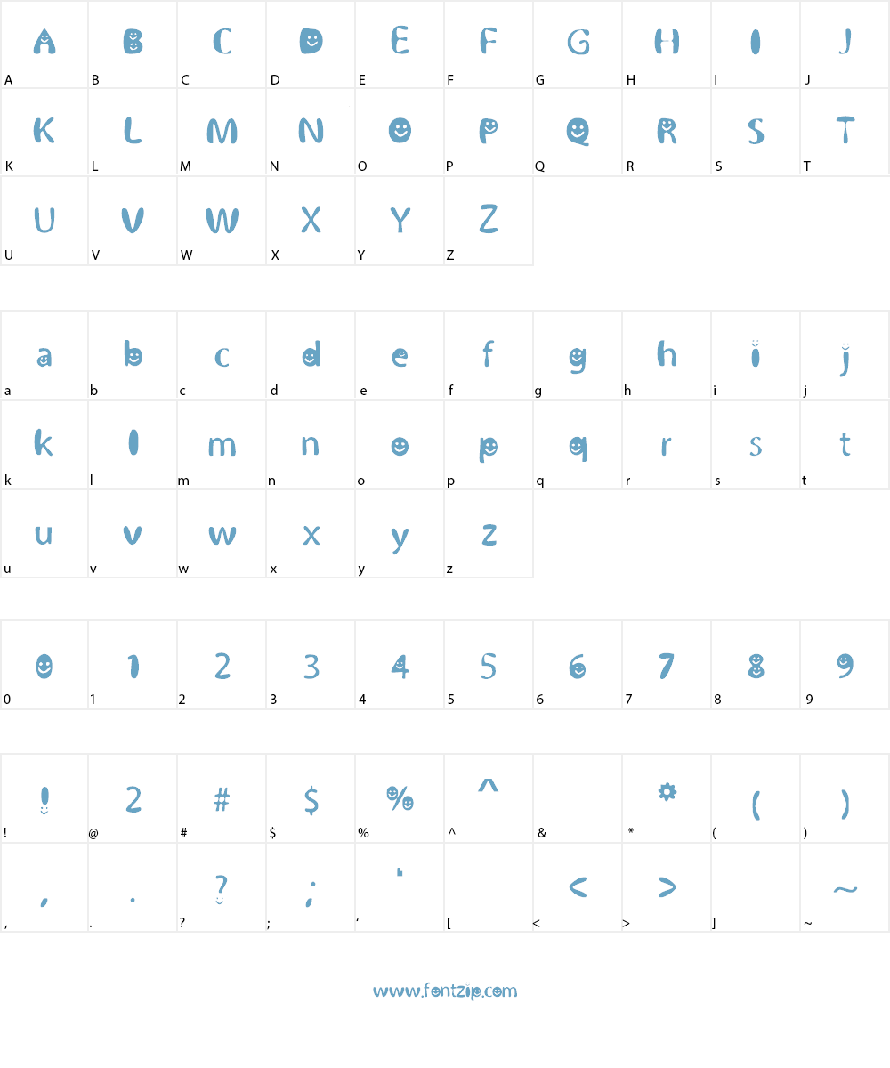 BubblySmiles Font Character
