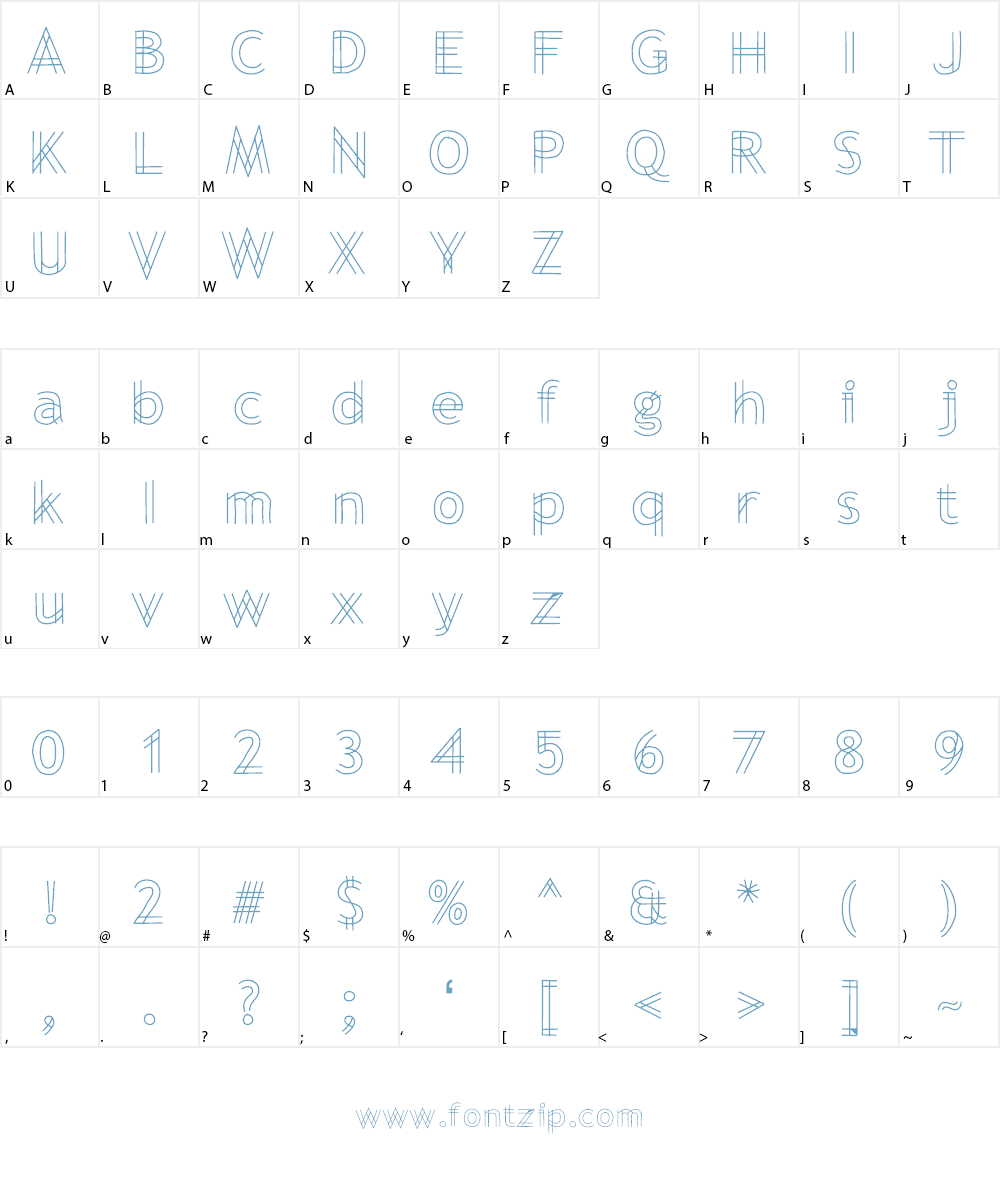 BluePrinted Font Character