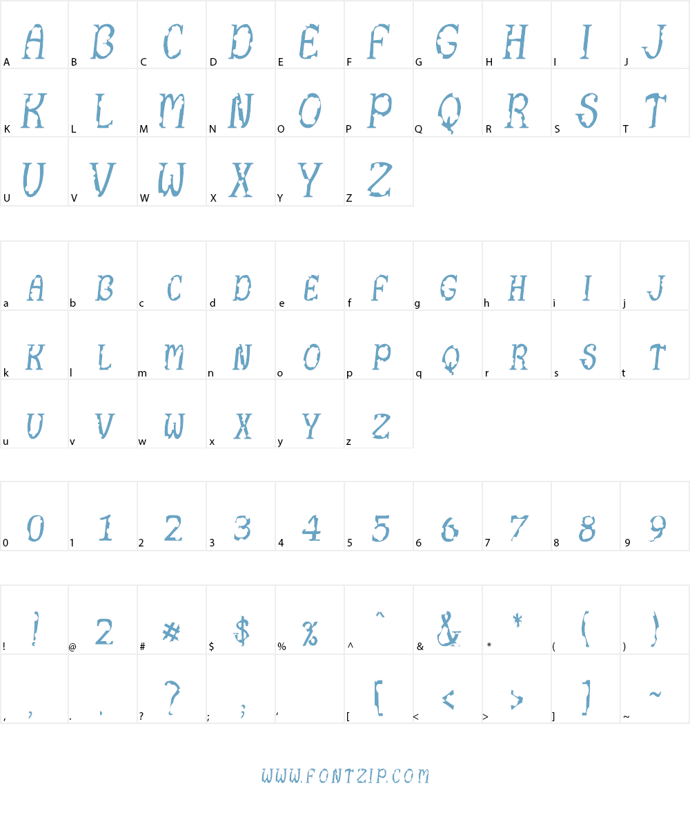 JetLag Eaten Font Character