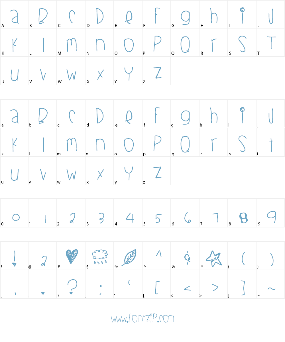 BlackberryBlues Font Character