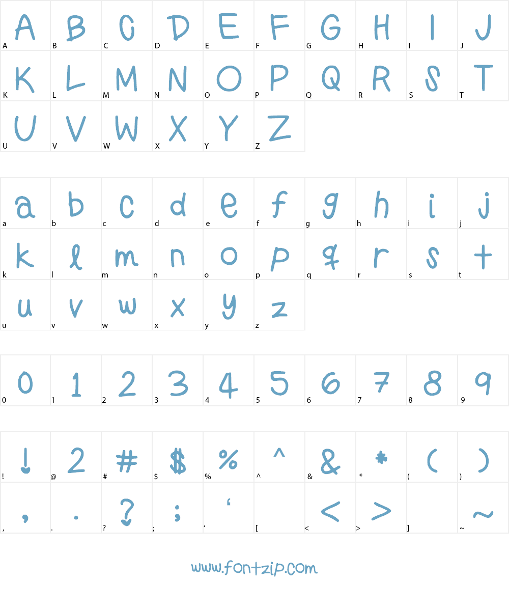 PreppyGirlsHandwriting Font Character