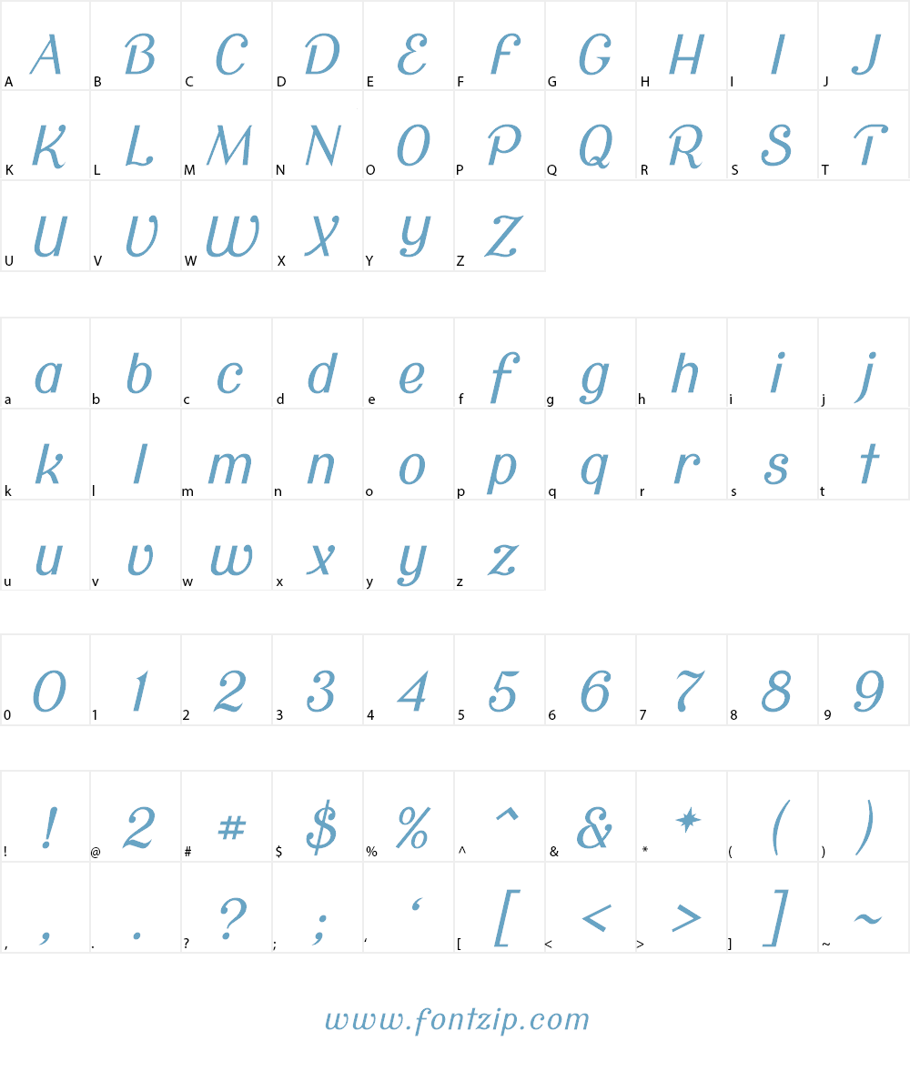 Cursive Sans Font Character