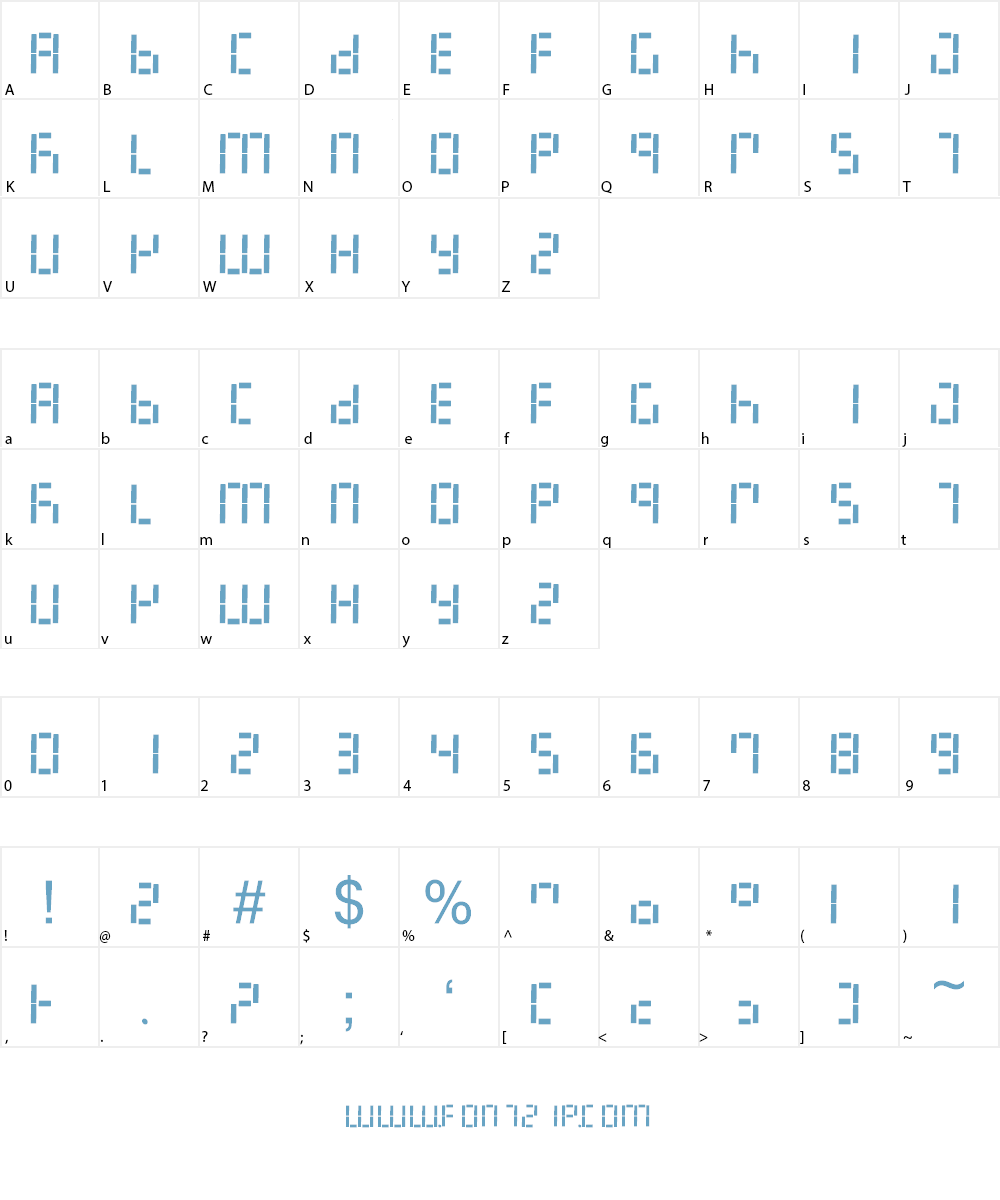 LED Digital 7 Font Character