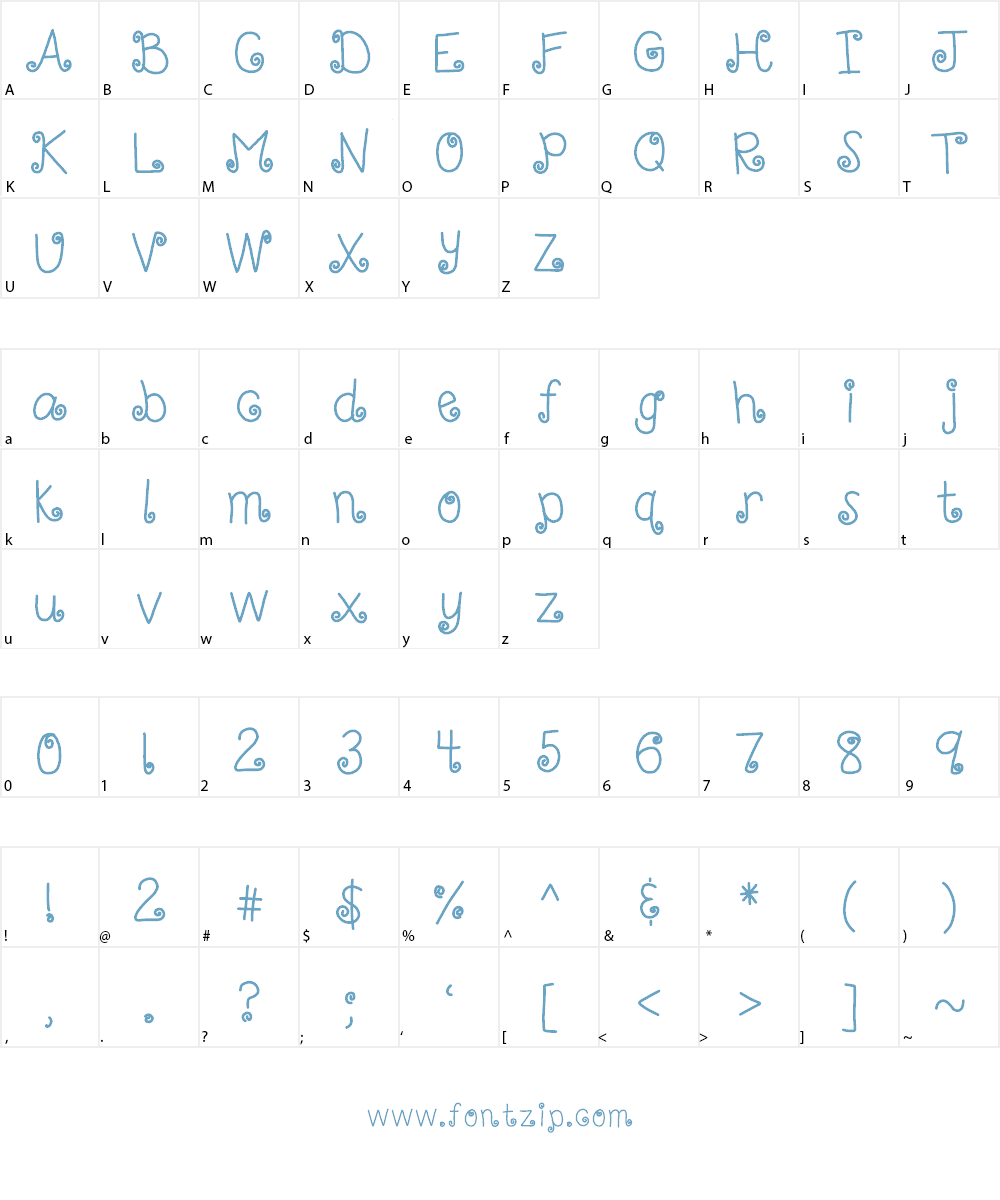 HomegirlCurlUp Font Character