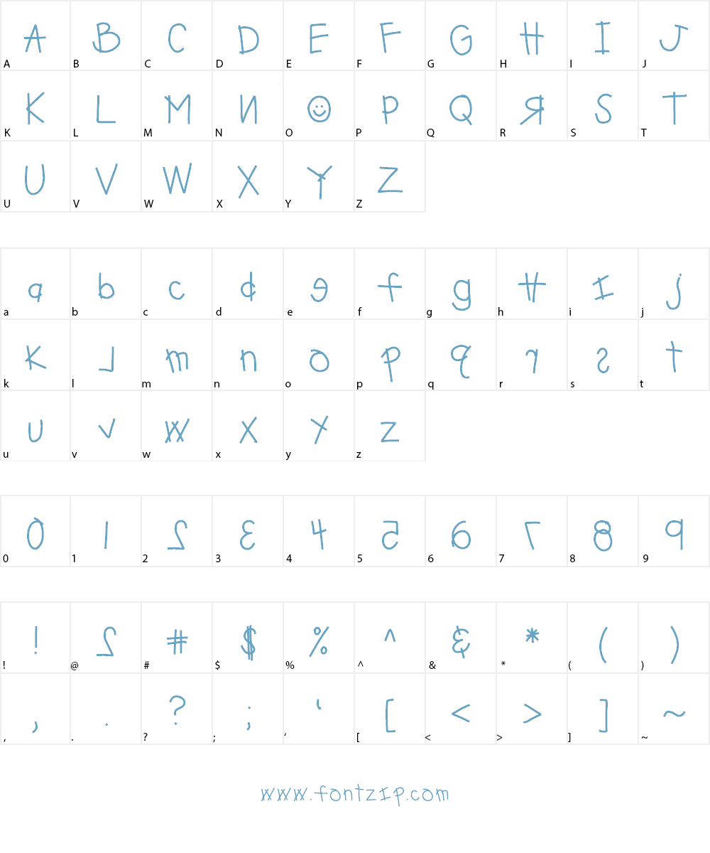 HomegirlKiddoPrint Font Character
