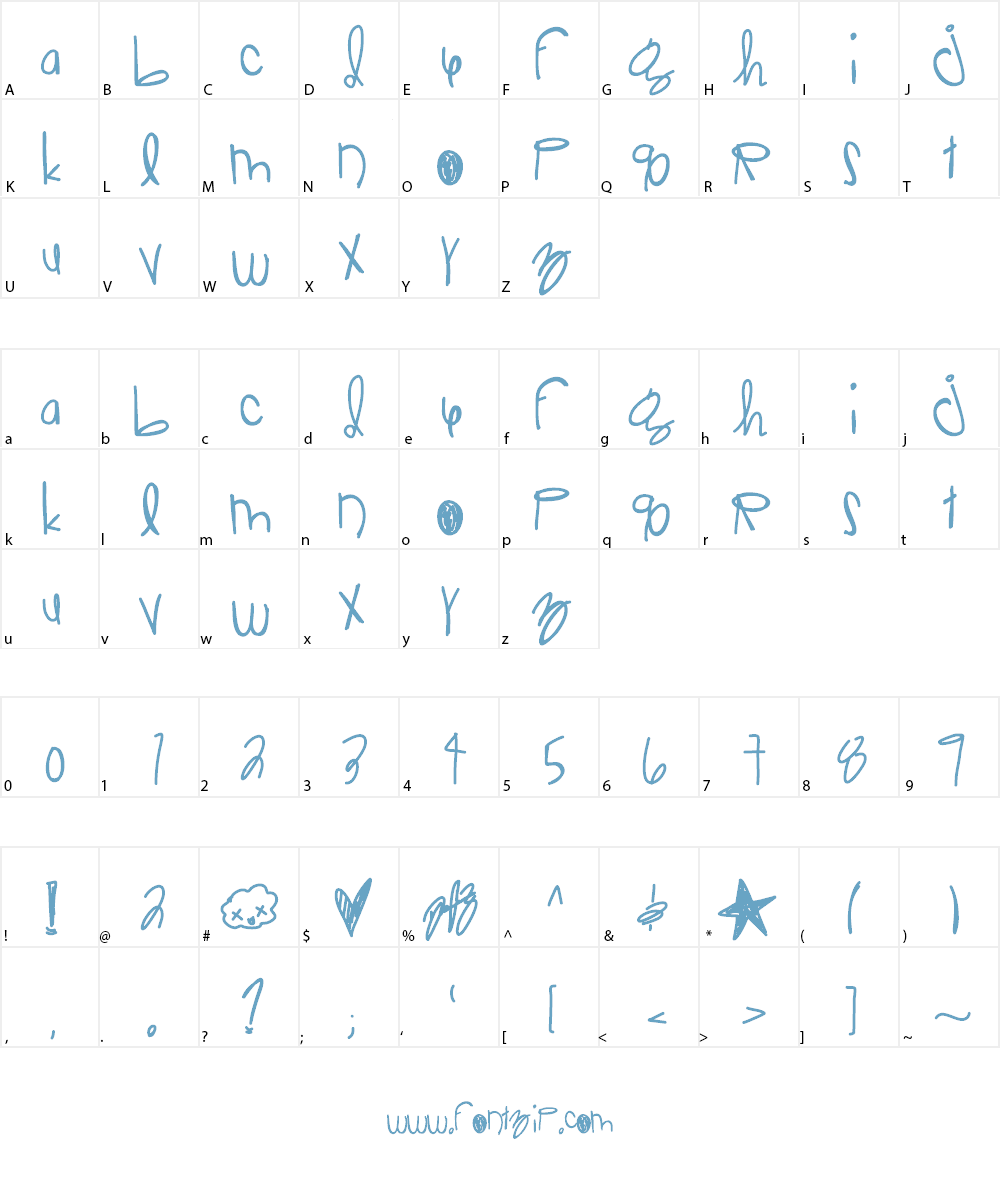 JelloRaindrops Font Character