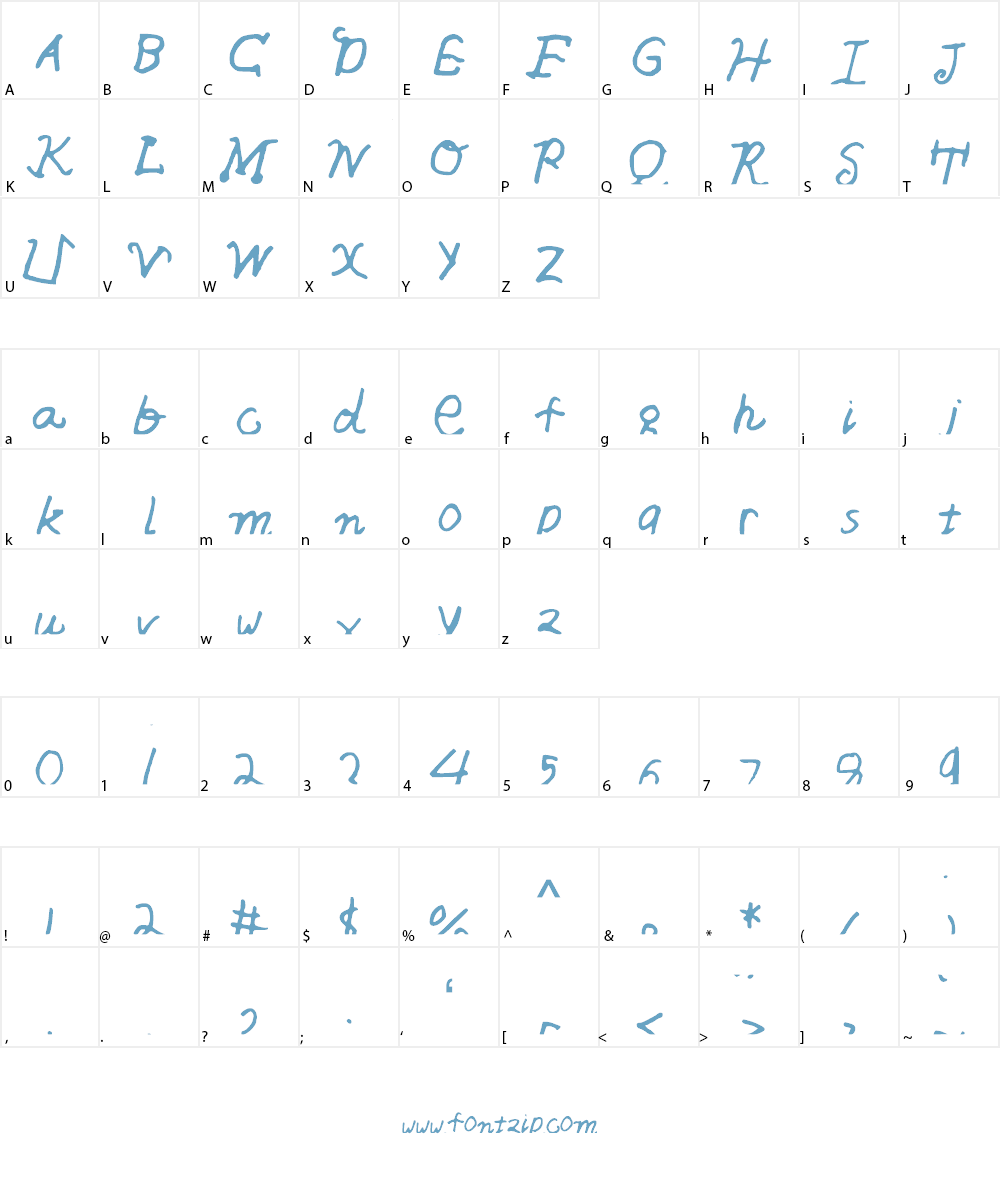 asdfghjkl Font Character