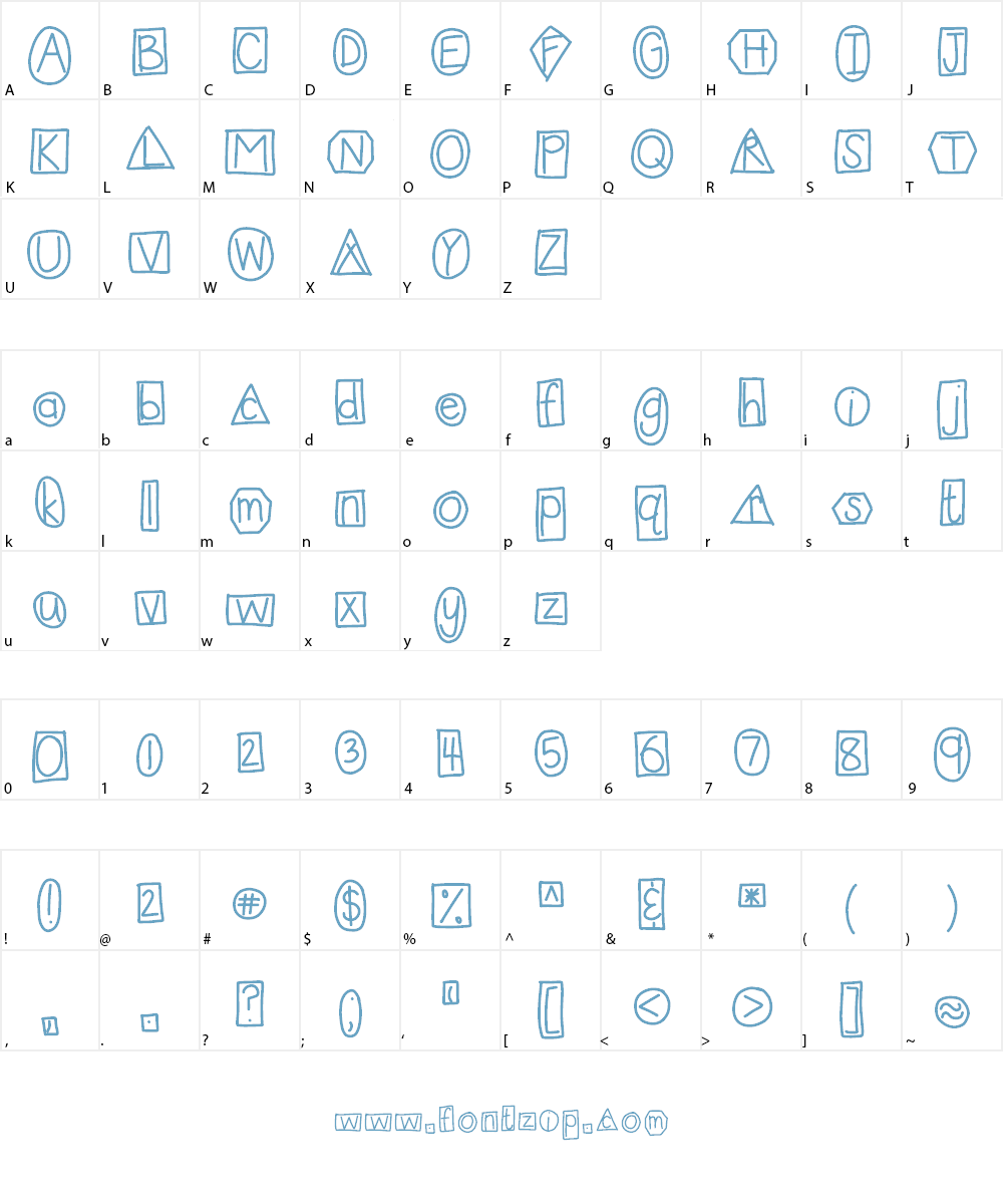 HomegirlShapeUp Font Character