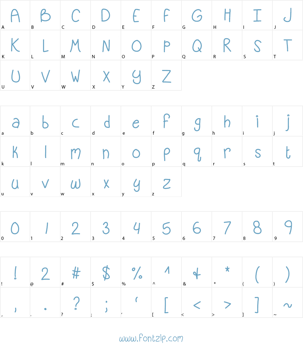 KBSandyShorts Font Character