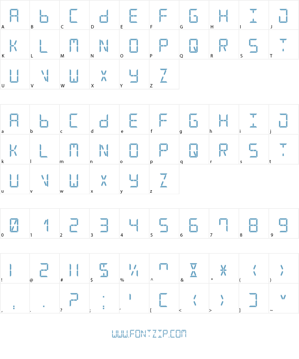 Digital Counter 7 Font Character