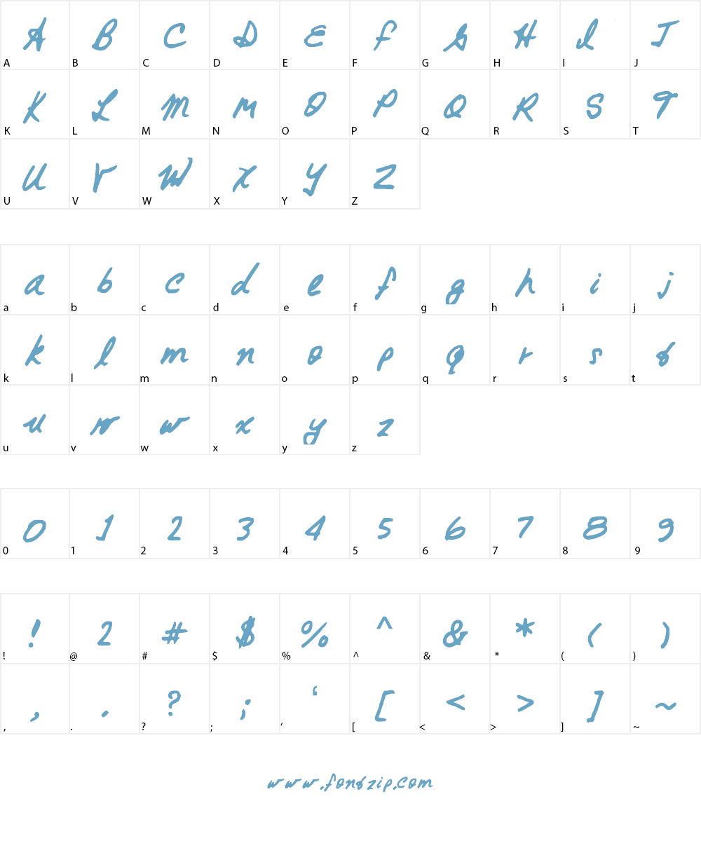 GennaroPalmieriCursive Font Character
