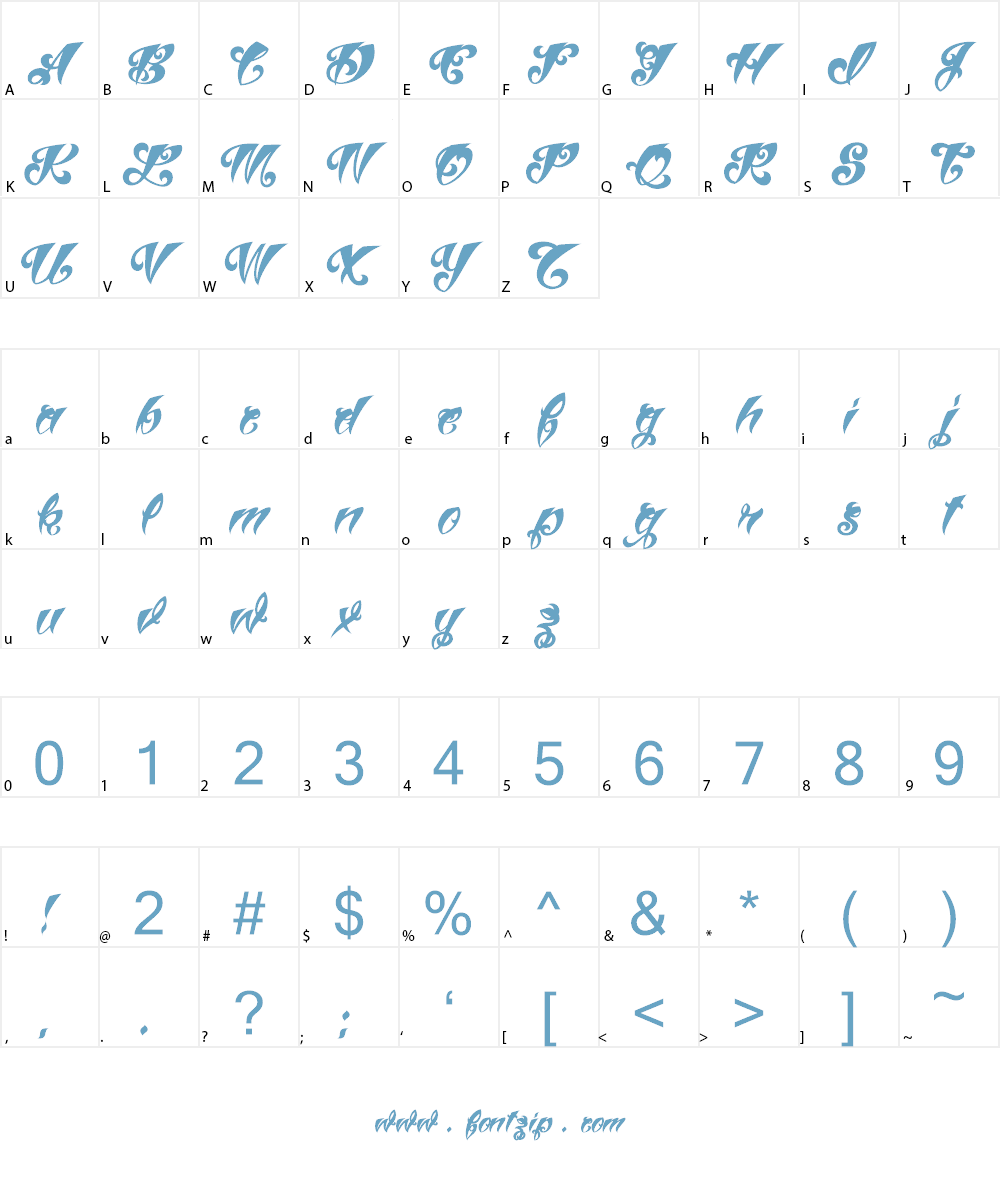 VtcTattooScriptThree Font Character