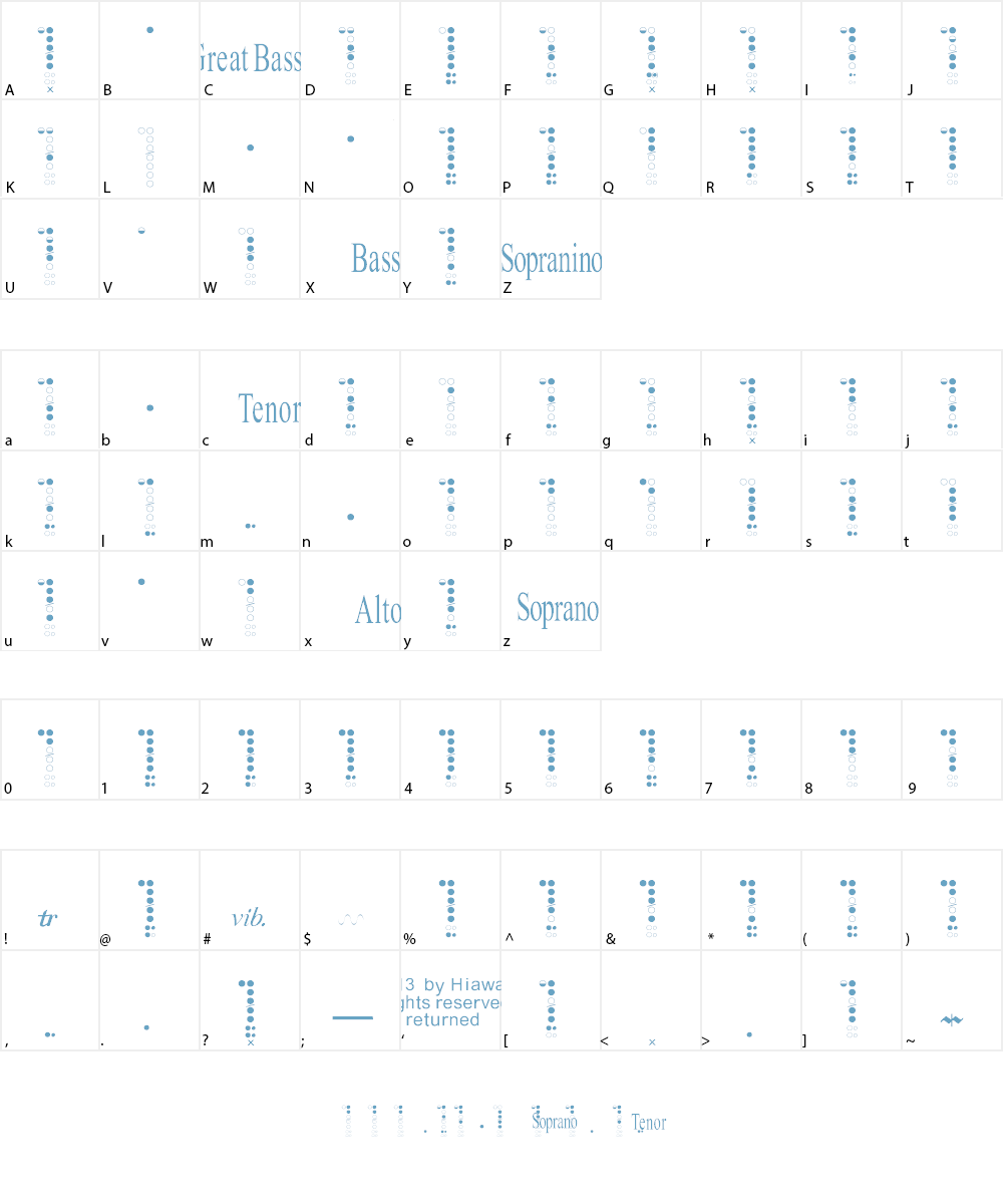 Recorders Font Character