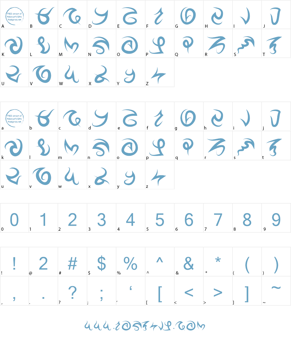 Nakaryon's Gifts Font Character