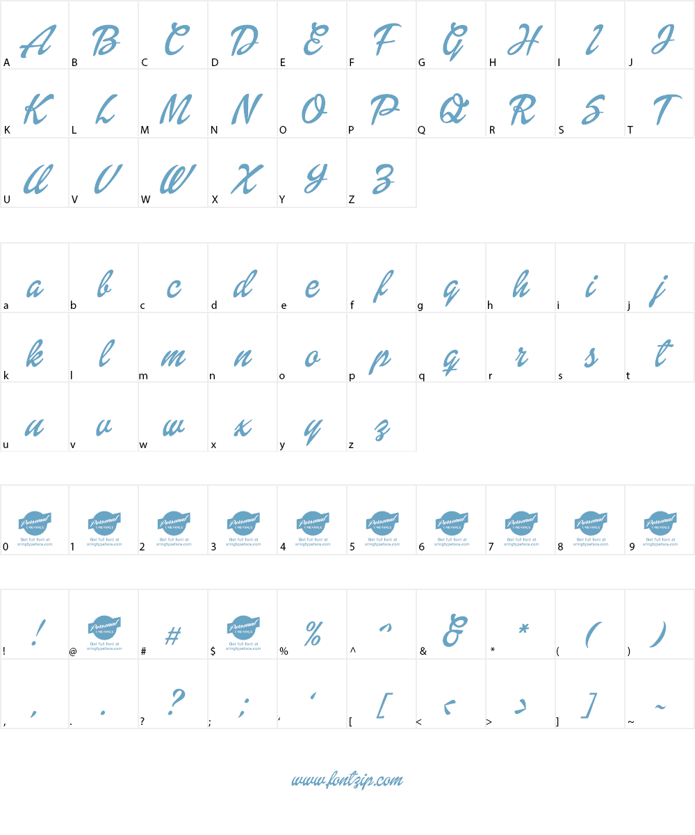 Dollie Script Personal Use Font Character