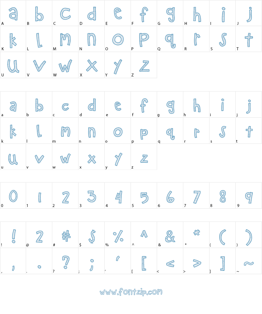 KBZipaDeeDooDah Font Character