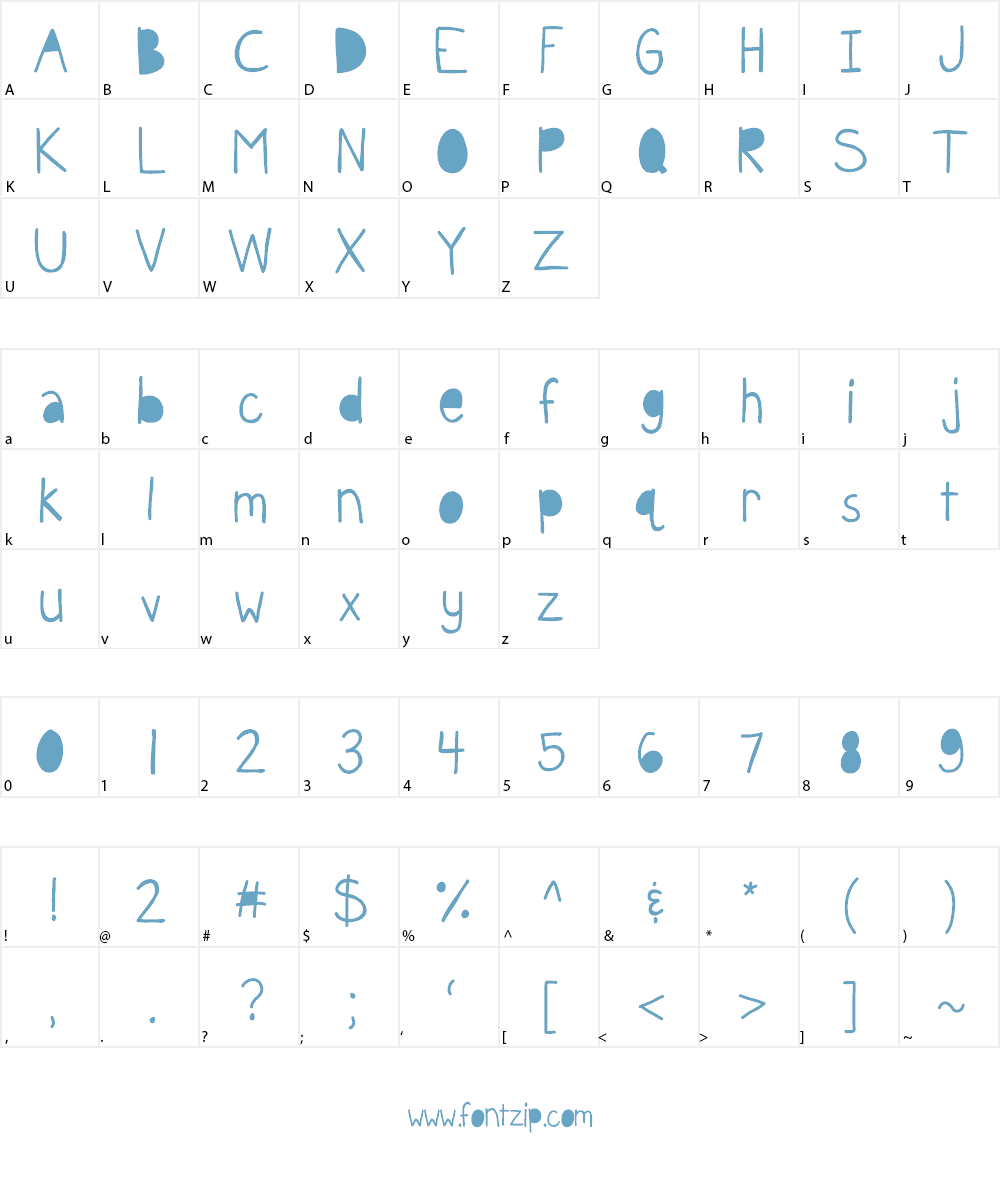 KBFunkyGlasses Font Character