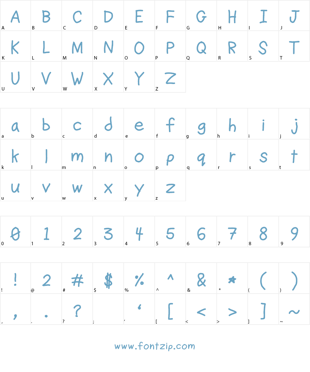 Ruji's Handwriting Font v.2.0 Font Character
