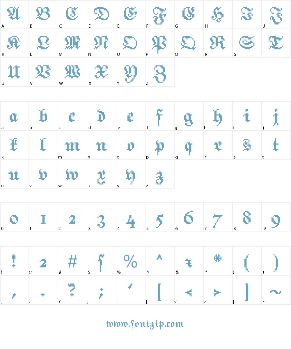 PixelFraktur Font Character