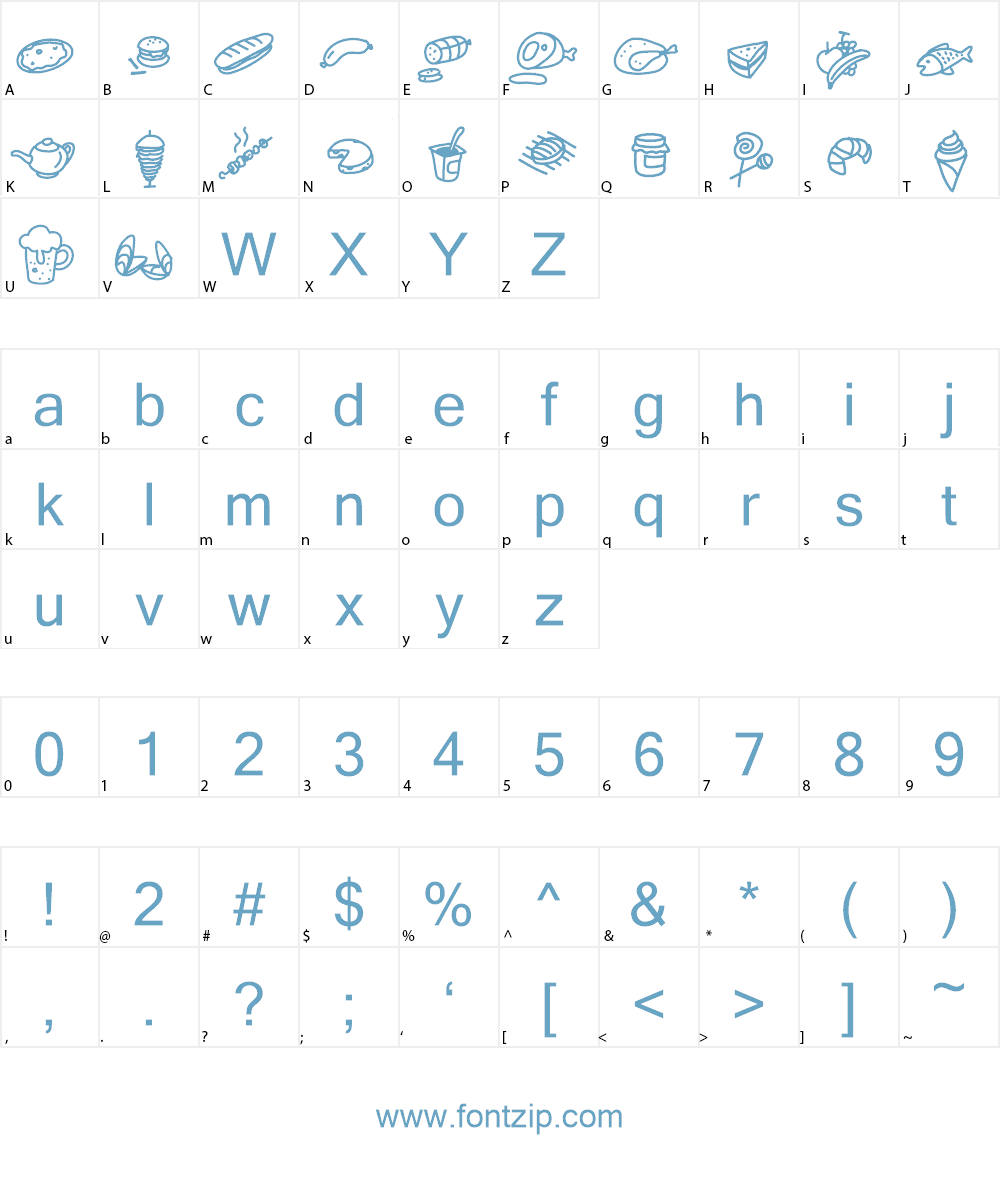 PWFoodcons Font Character