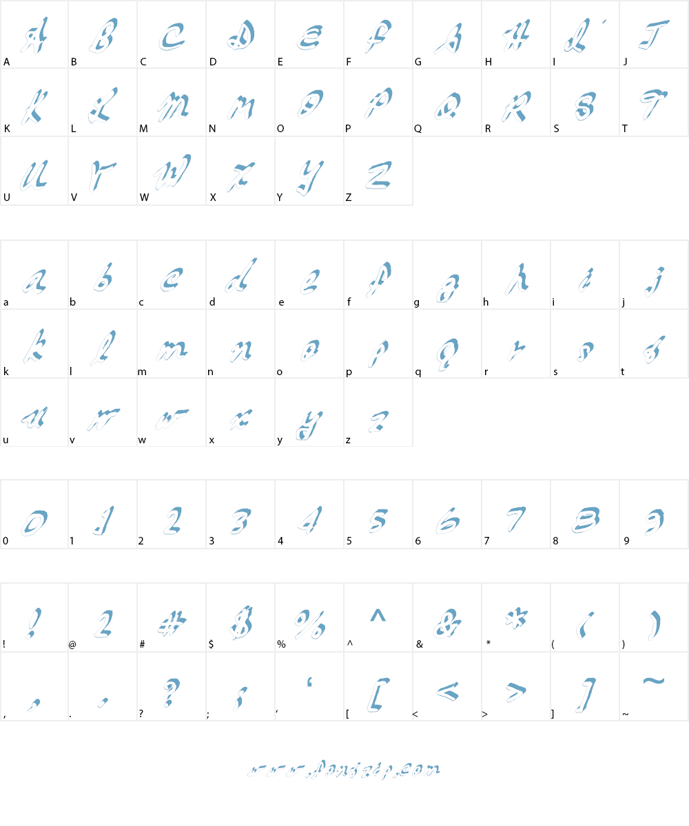 GennaroPalmieriCursive_3D Font Character