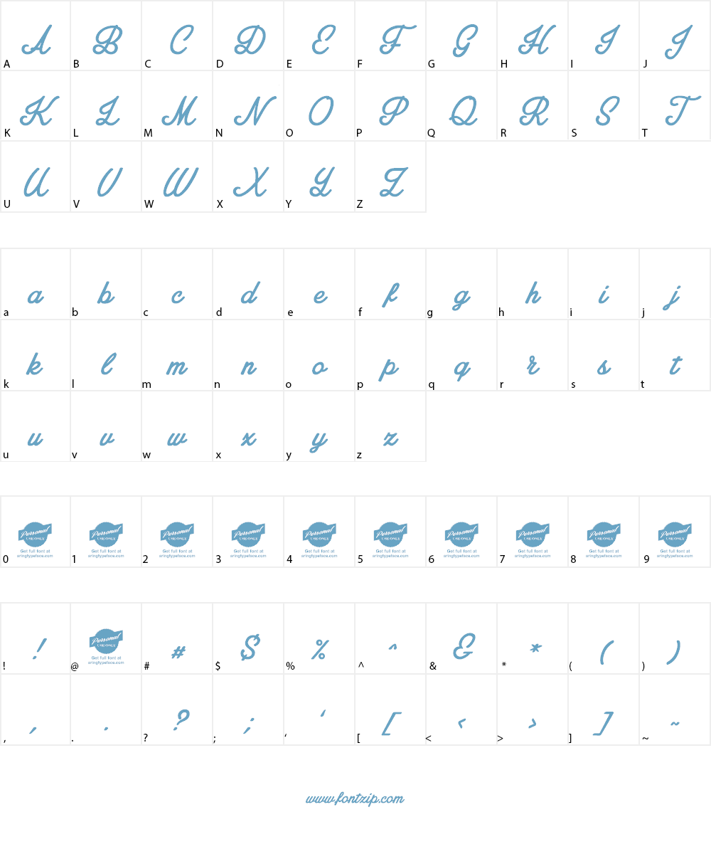 Amplify Personal Use Only Font Character
