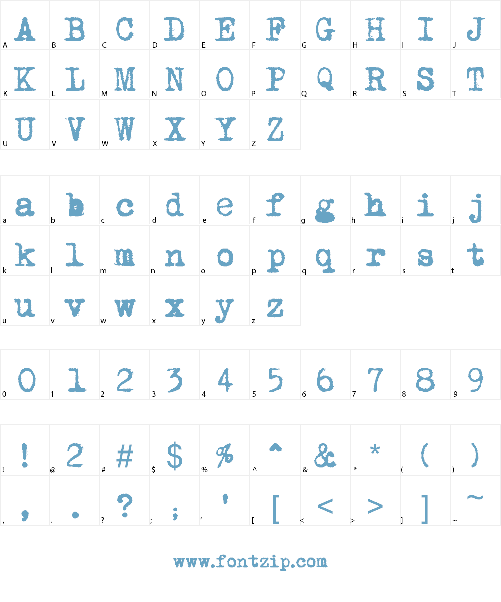 Mom´sTypewriterActual Font Character