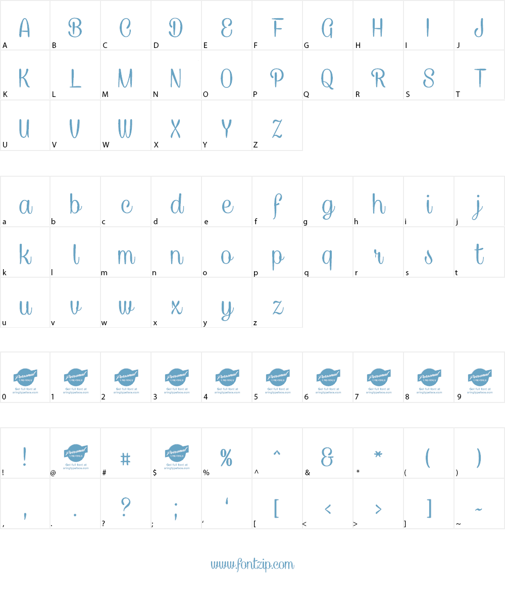 Caneletter Script Personal Use Font Character