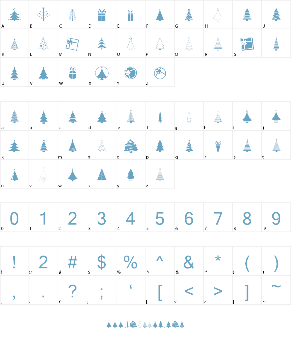 KGChristmasTrees Font Character