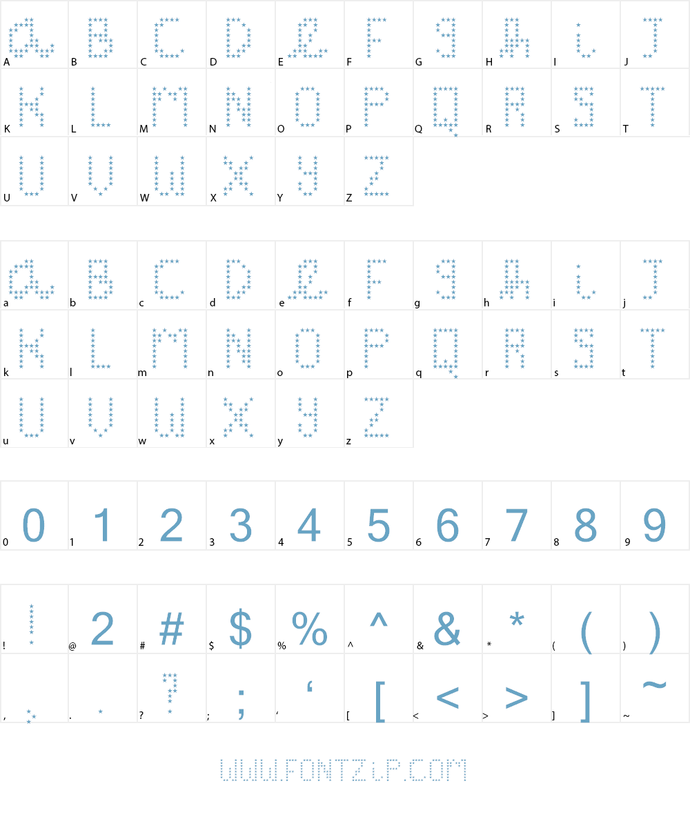 Counting Stars Font Character
