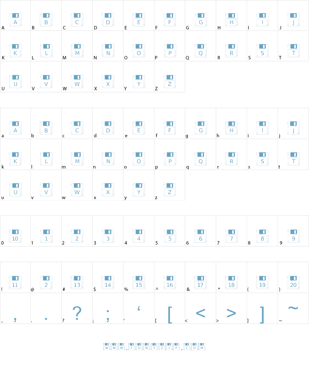 Floppy Disk Font Character