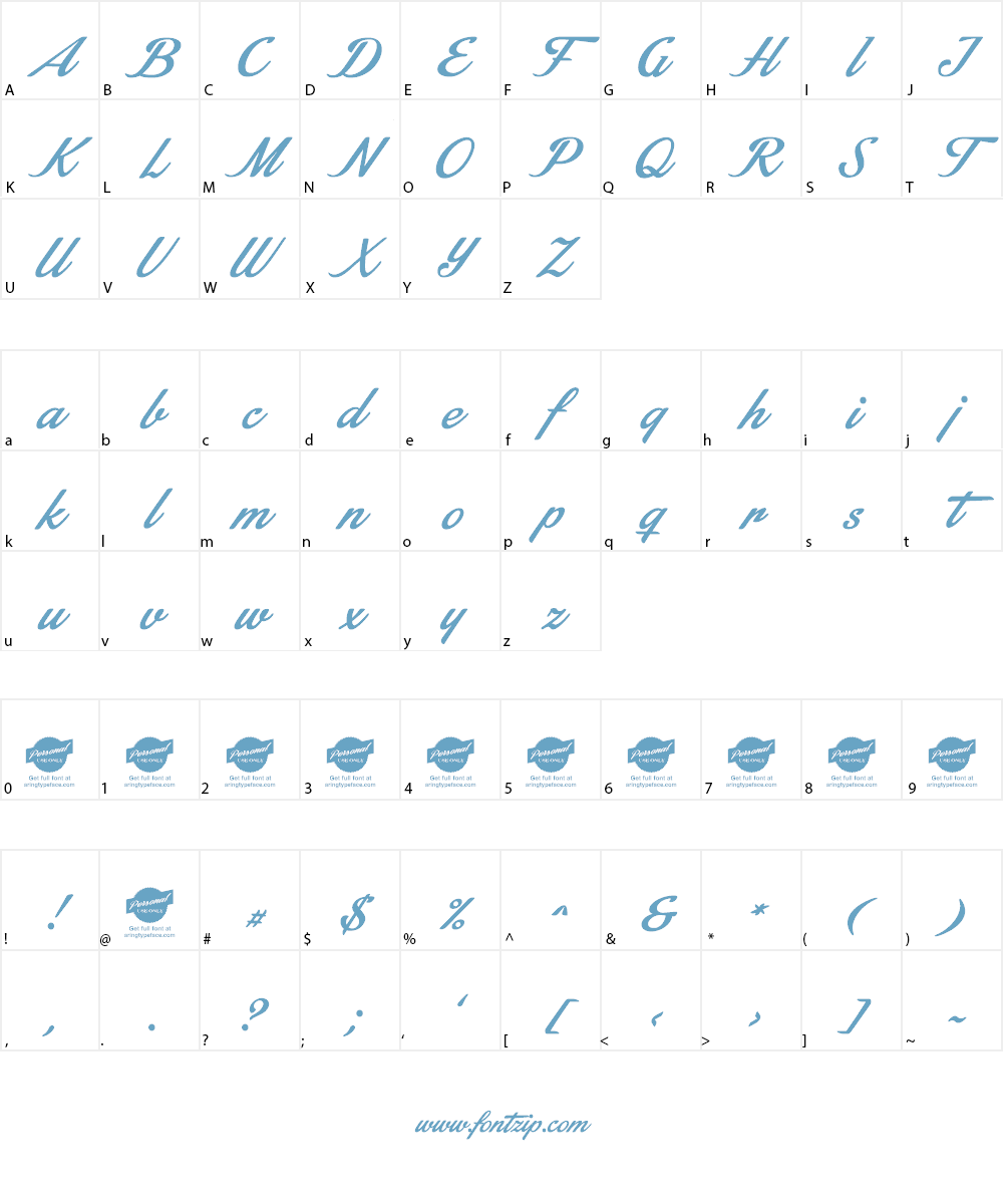 Stainy Personal Use Only Font Character