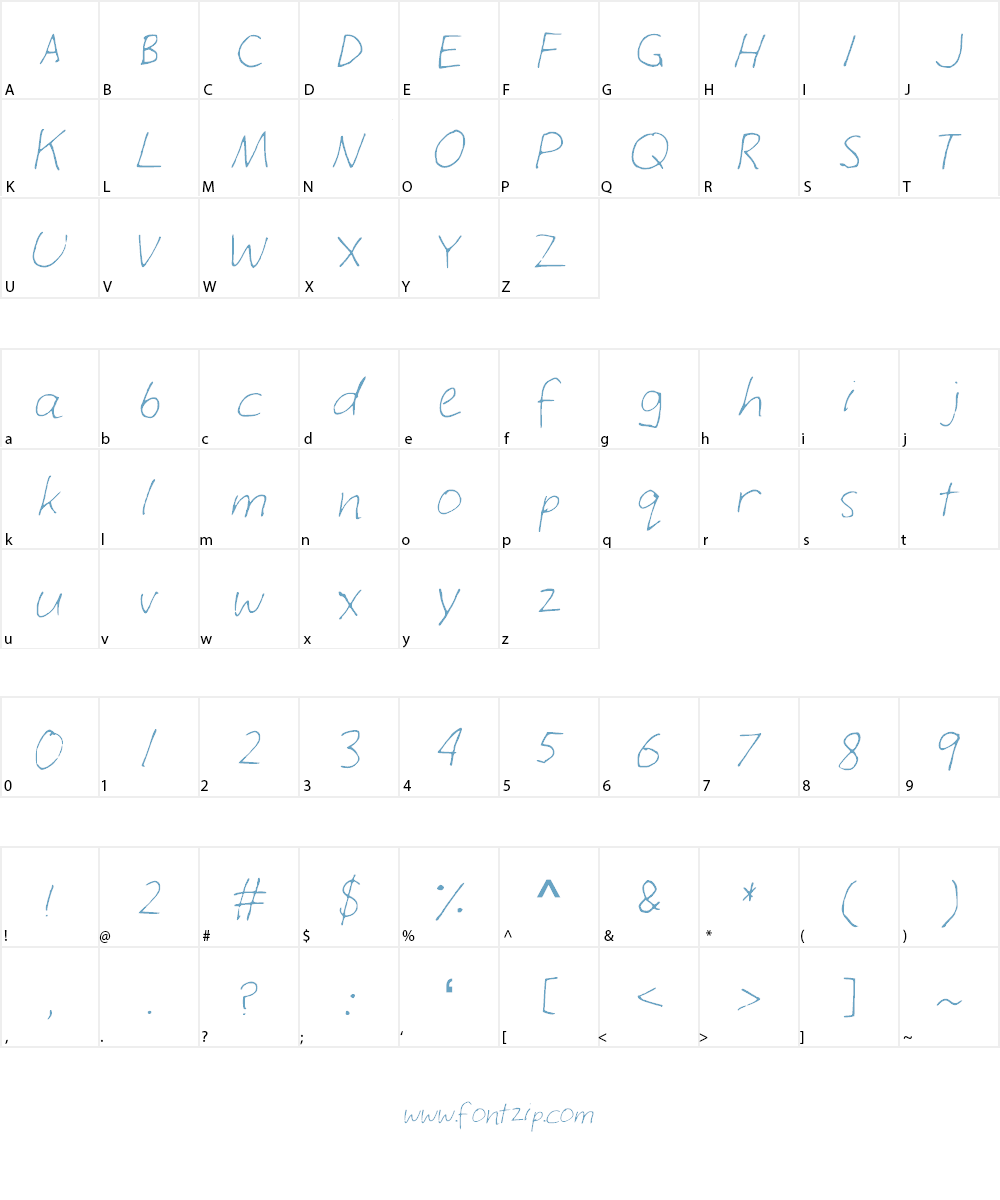 LuciansHand Font Character