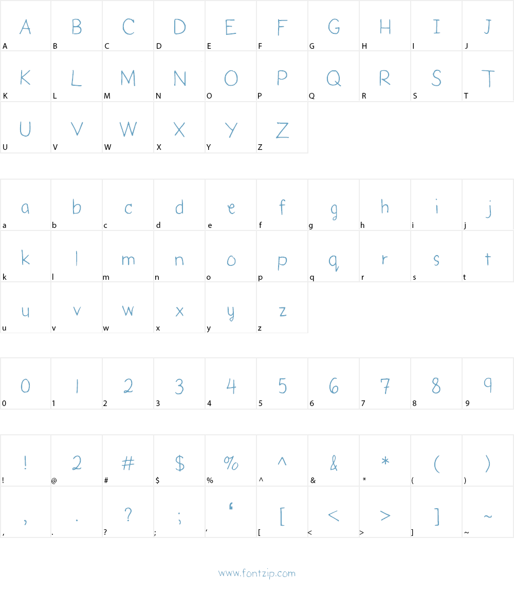 Amy's handwriting Font Character
