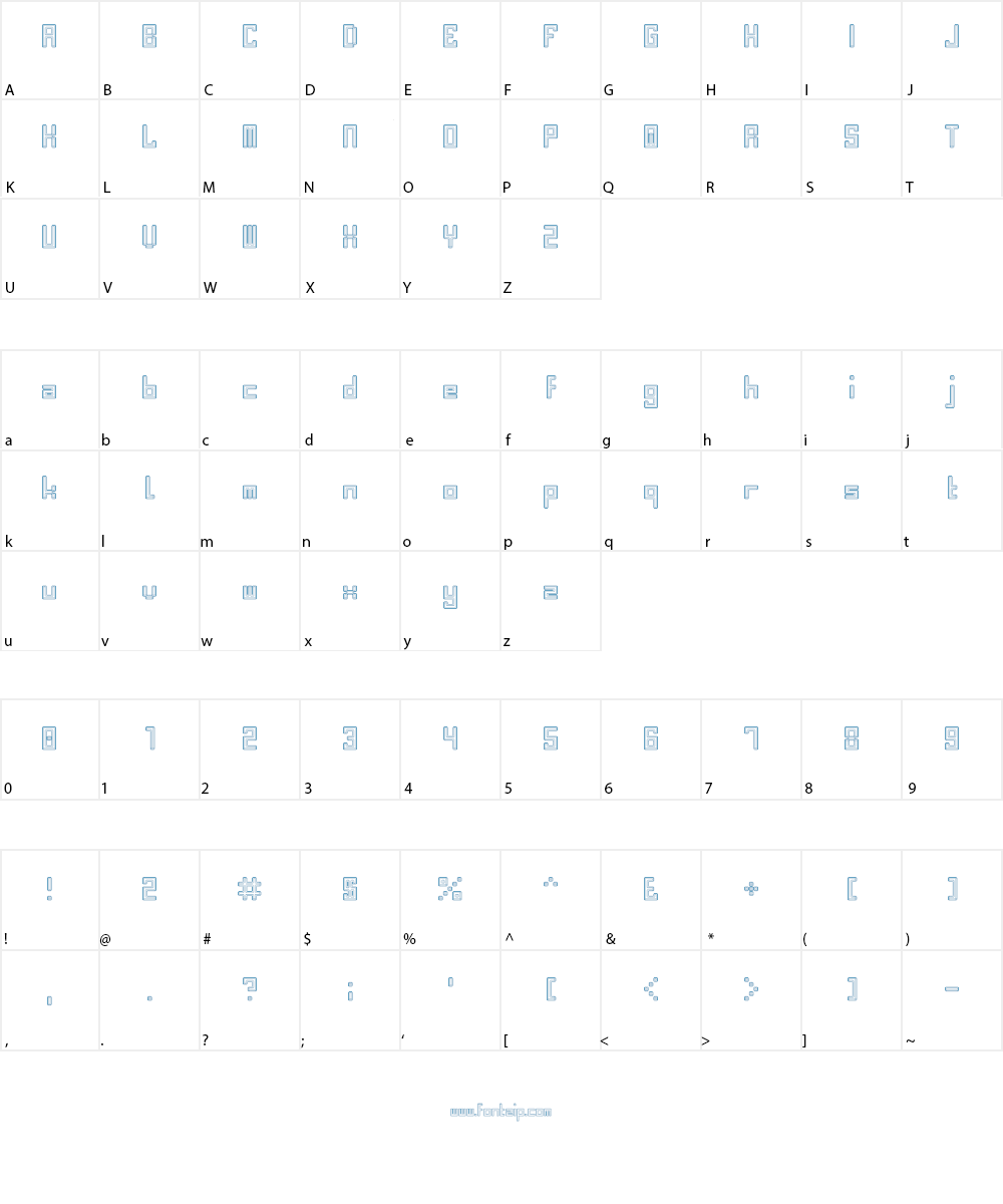 Bevel Fifteen Font Character