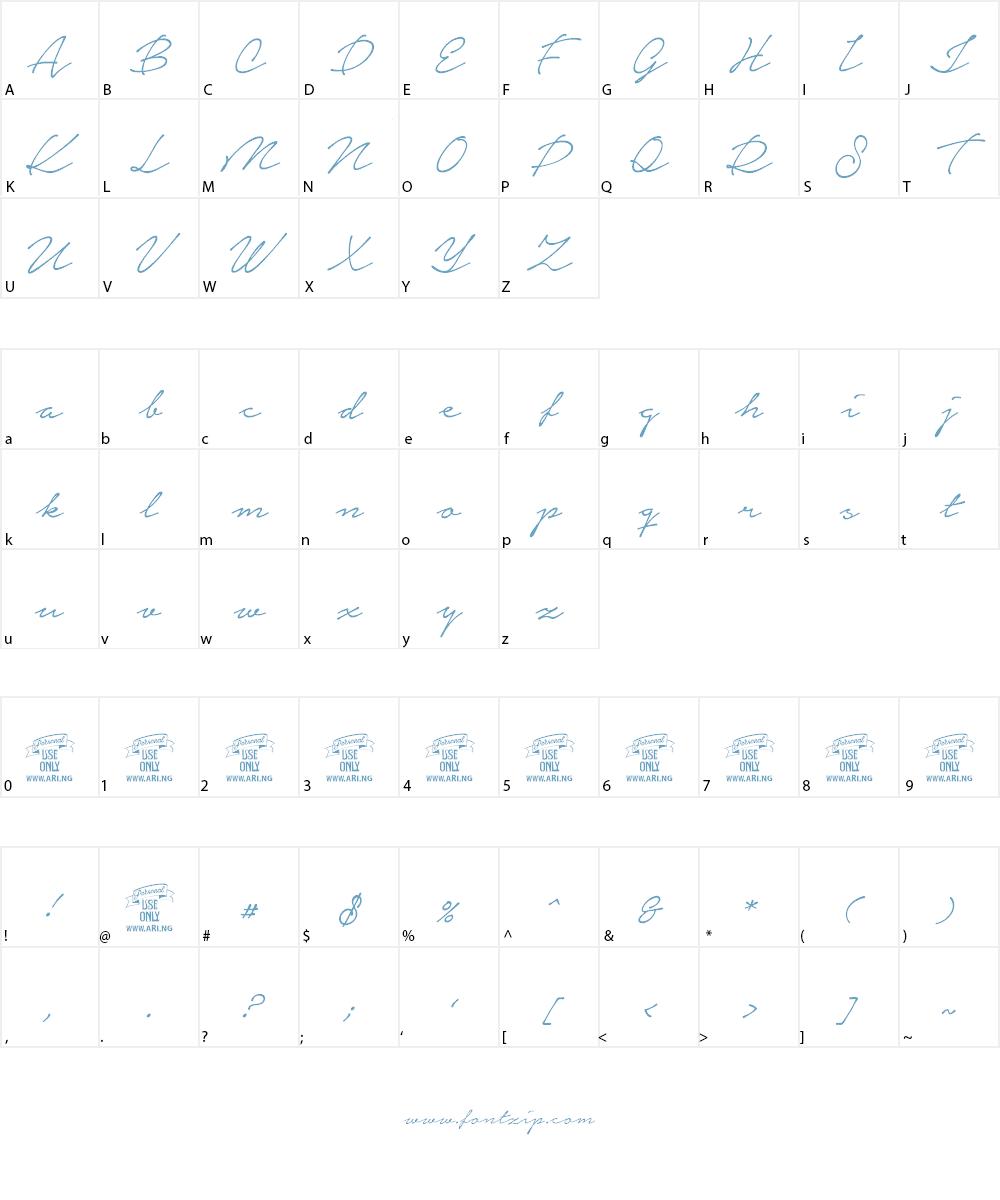 Notera Personal Use Only Font Character