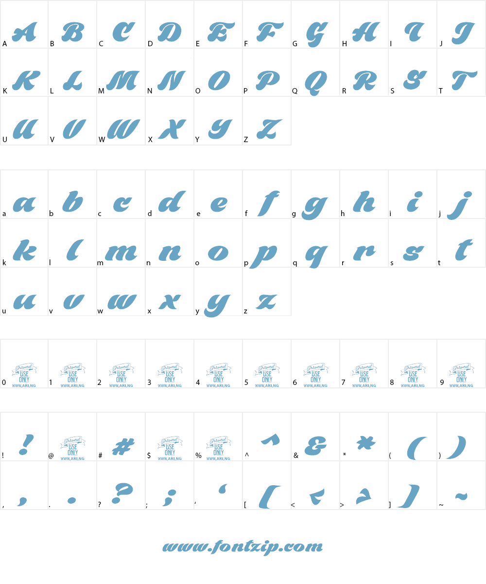 Black Fox Personal Use Only Font Character