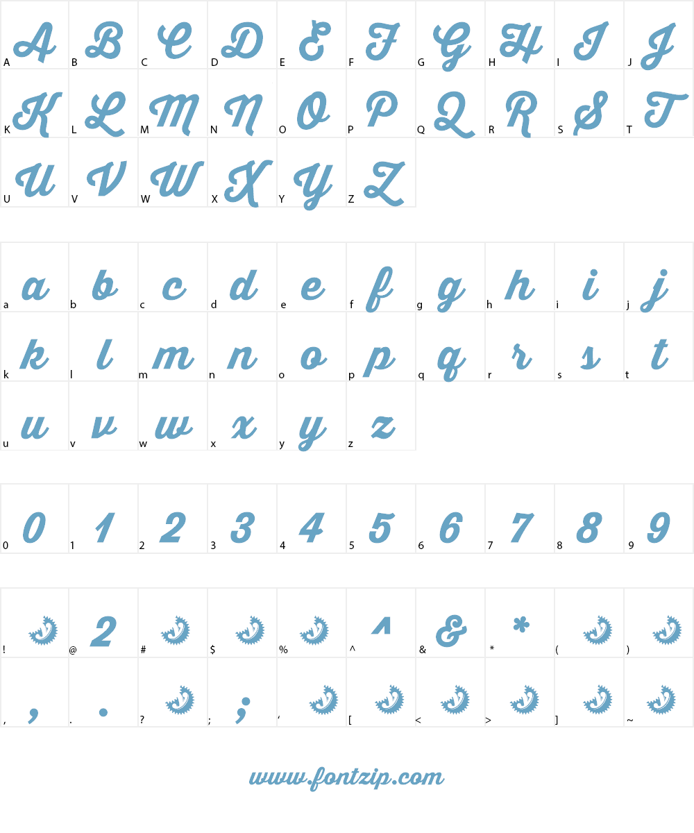 Thirsty Script Extrabold Demo Font Character