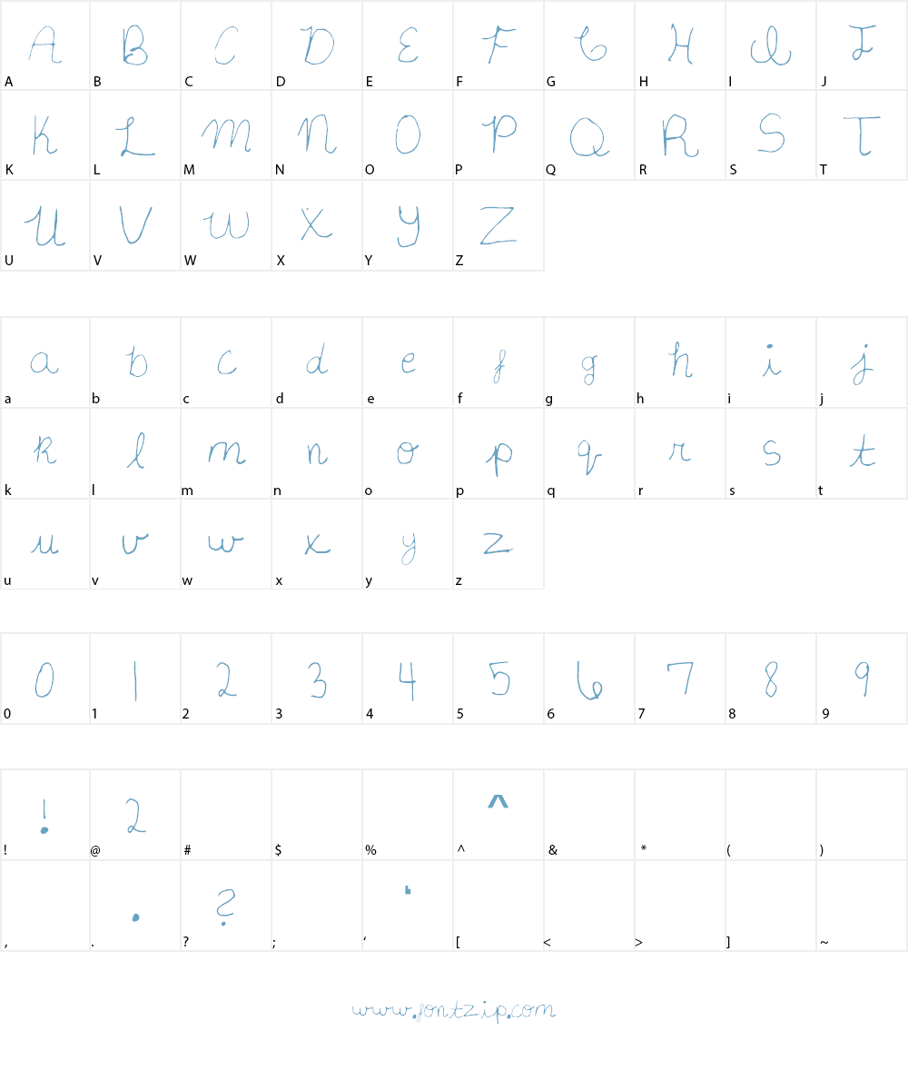 BipolarCursiveRegular Font Character