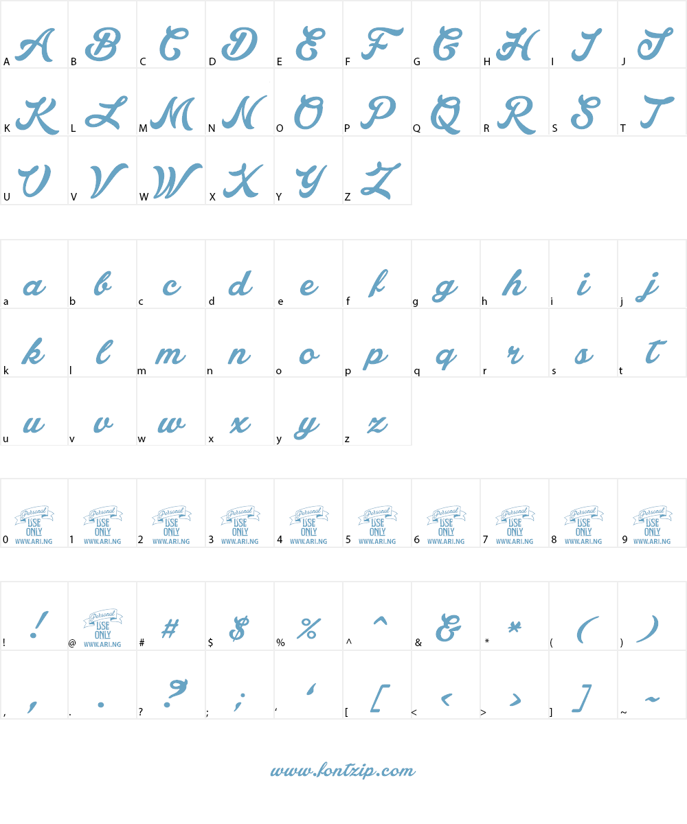 Lakesight Personal Use Only Font Character