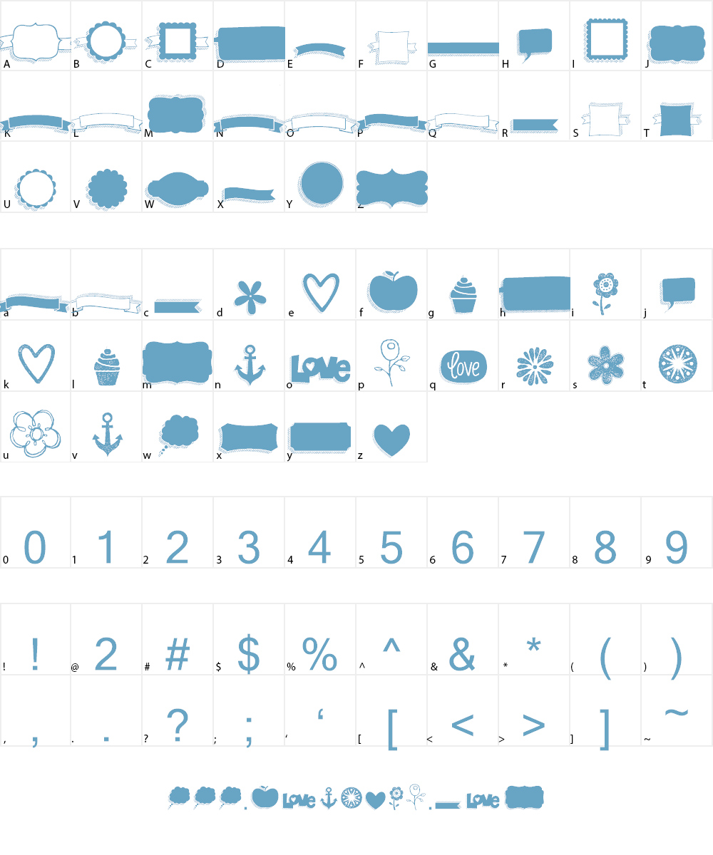 KG Flavor And Frames Six Font Character
