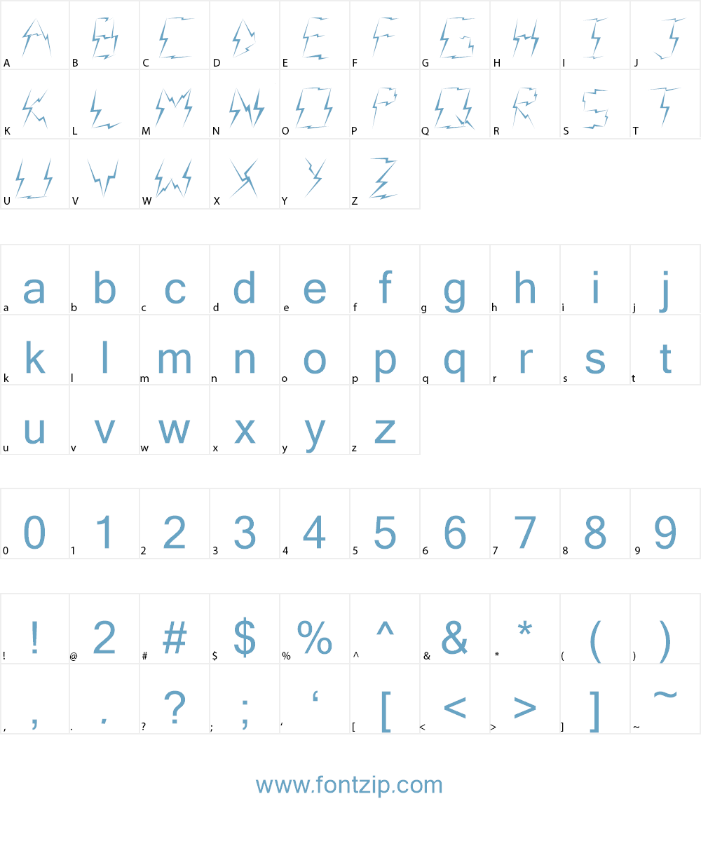 Lightning raid Font Character